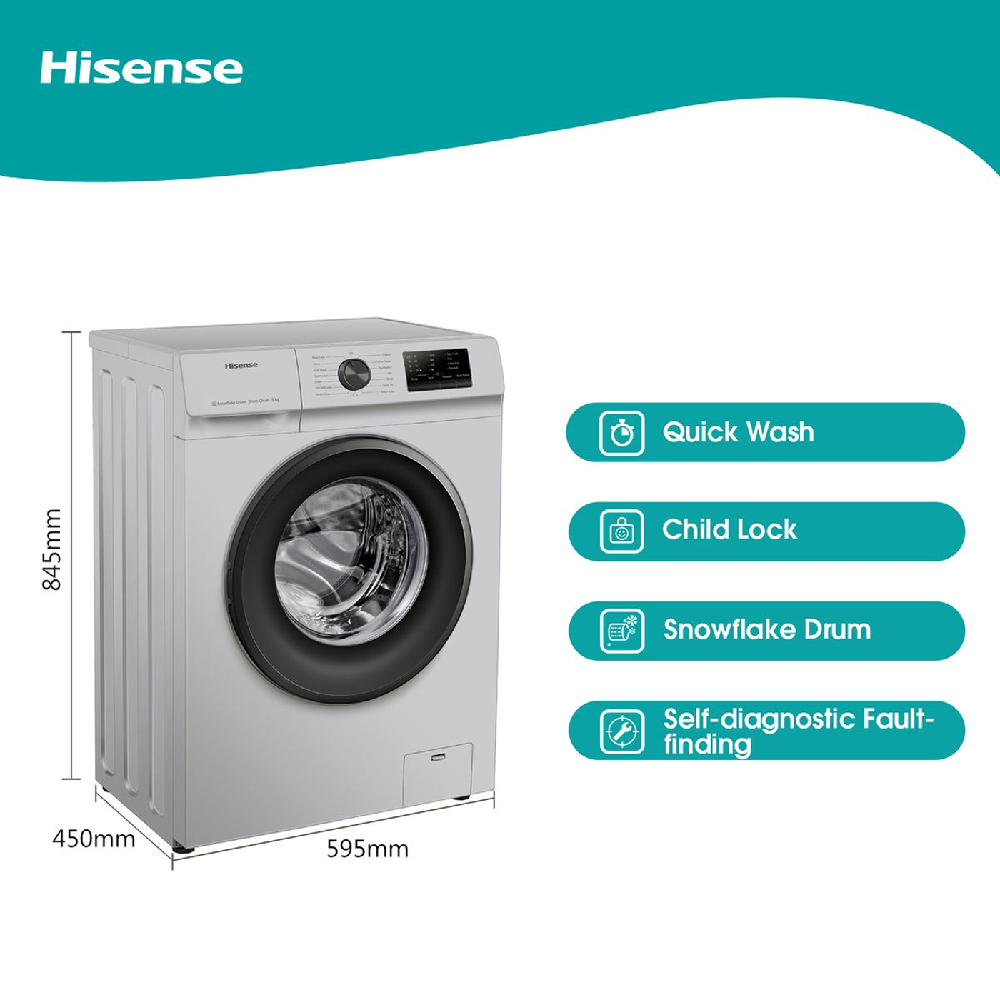 Hisense 6Kg Front Load Washing Machine-Wfvc6010s - Image 2
