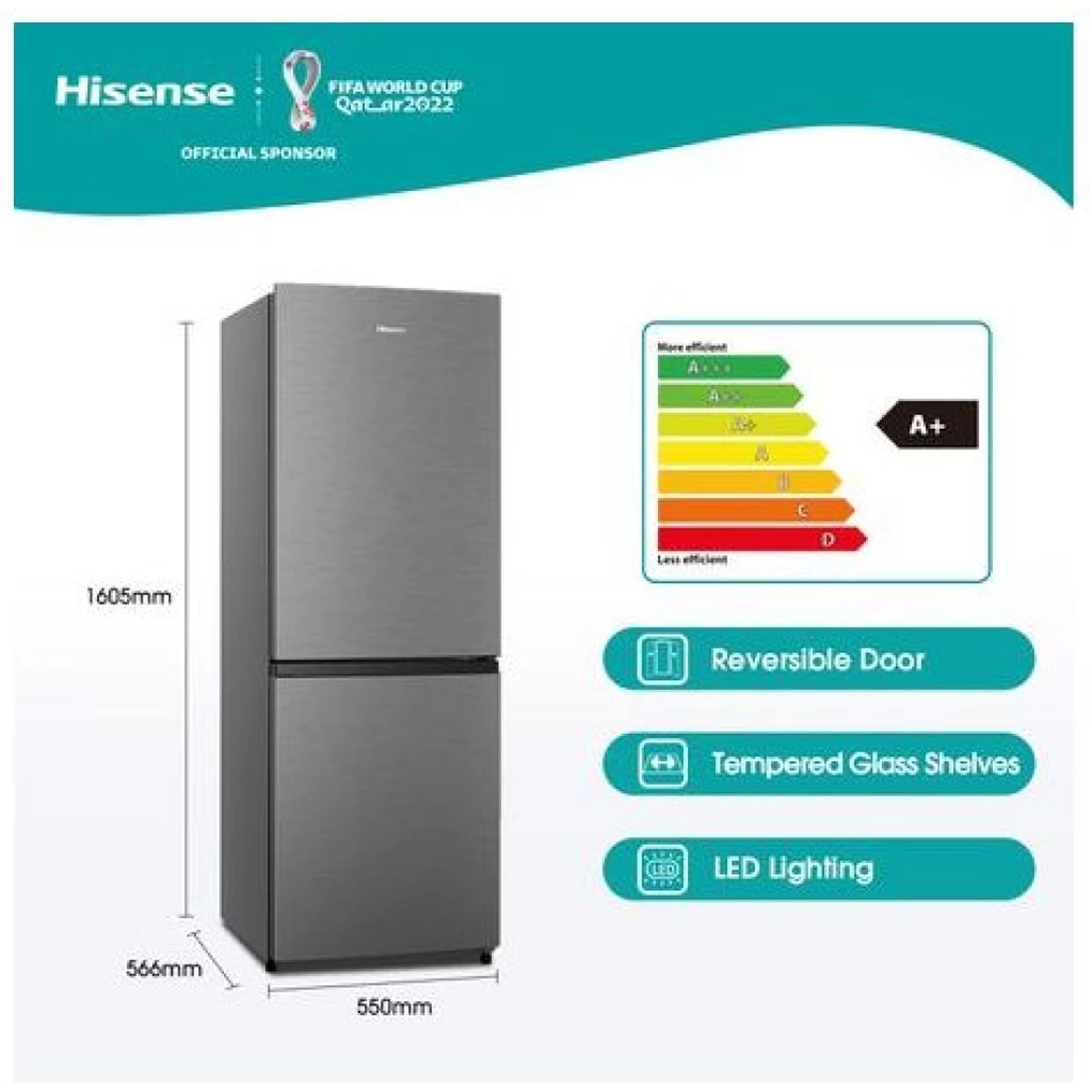 Hisense 231L Double Door bottom freezer Fridge