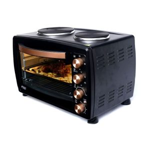Pixel 38 Litres Oven With Two Hot Plates Rotisserie – Black