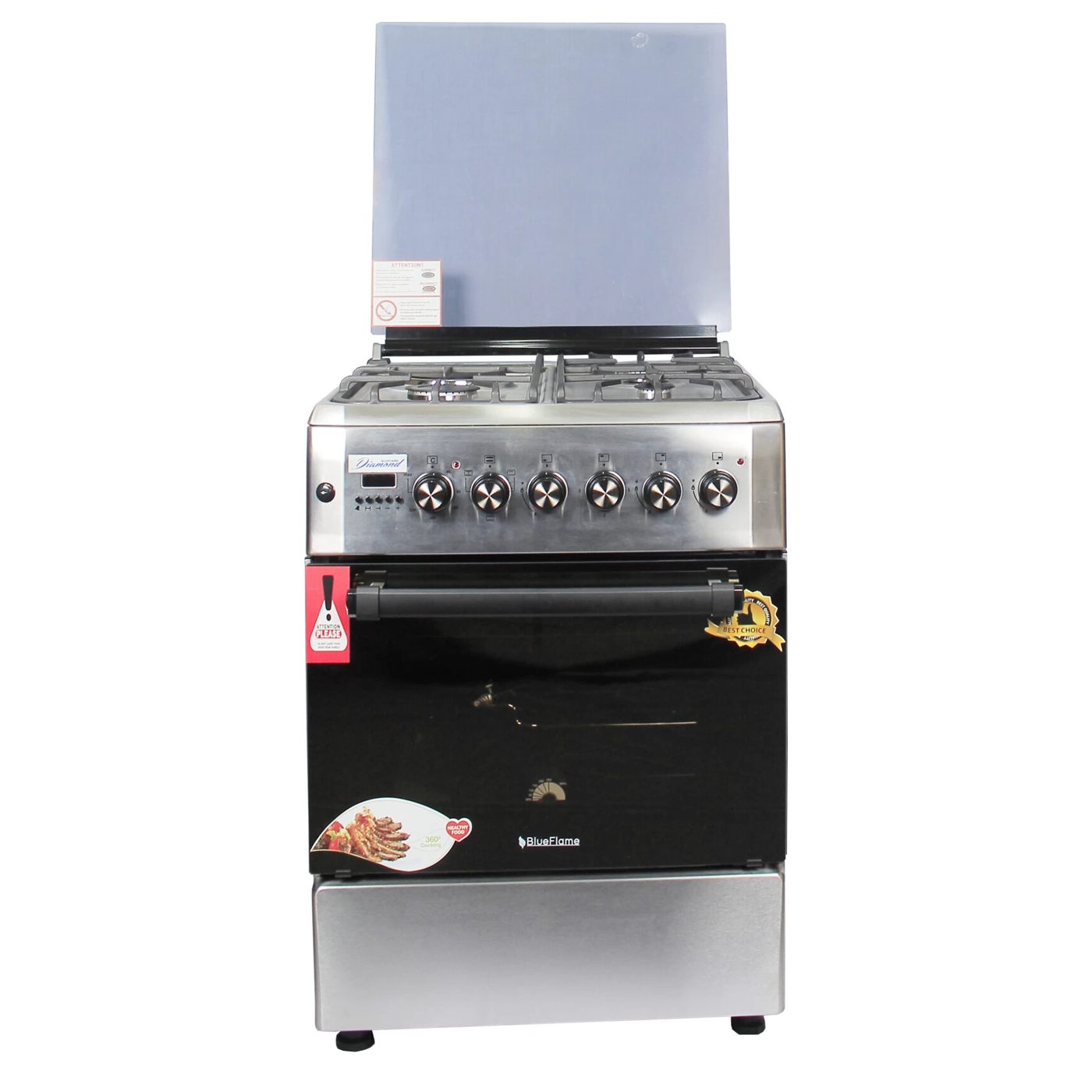 Blueflame 60x60cm Diamond Cooker; 3 Gas and 1 Electric Hotplate D6031ERF