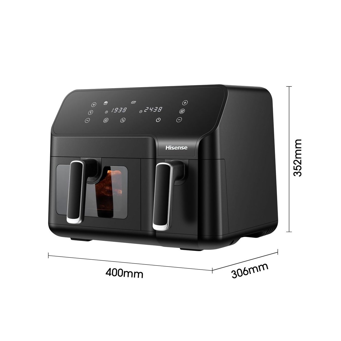 Hisense 8.6L Dual Airfryer with LED Touch Control Panel - Black