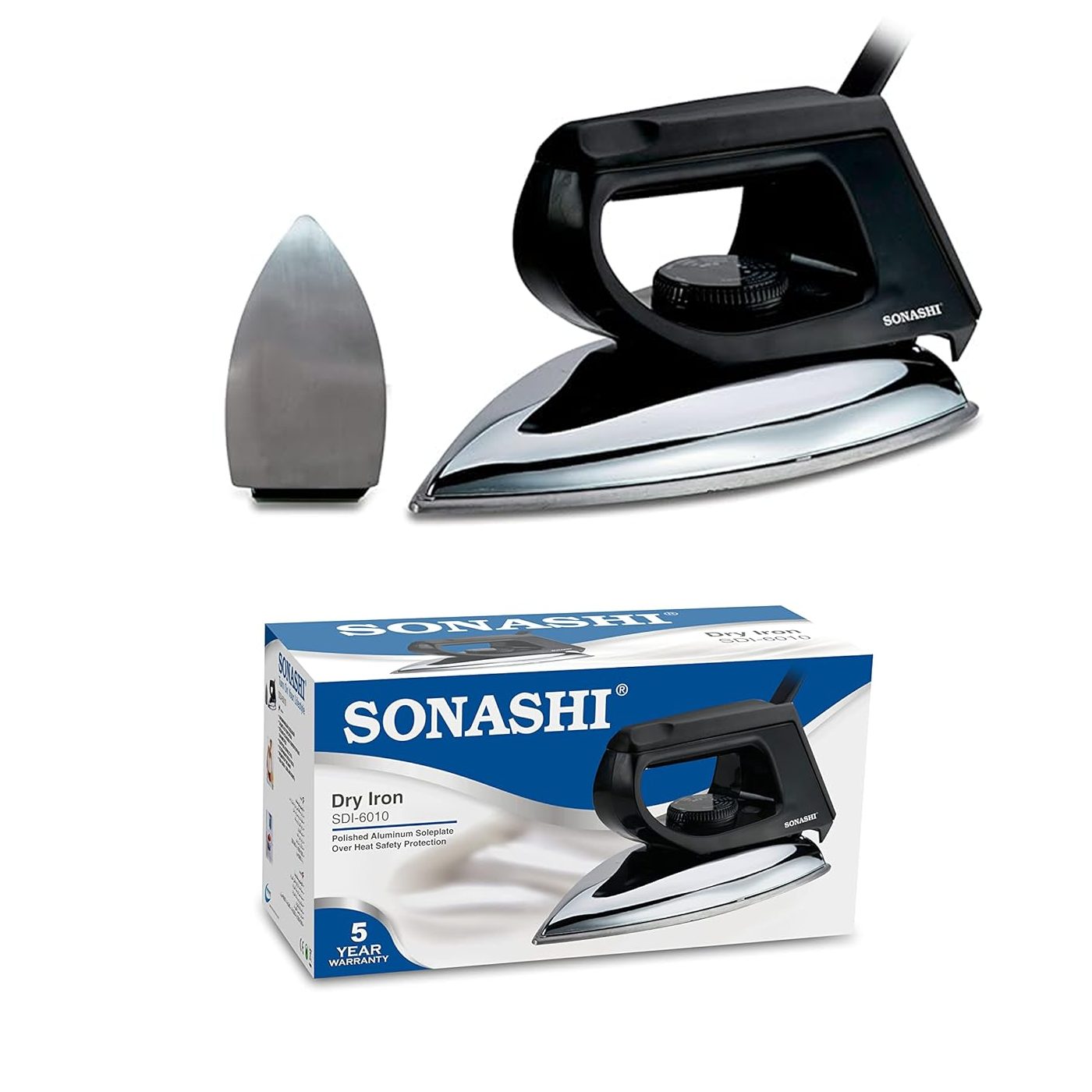 Sonashi Dry Iron With Aluminium Soleplate 1200W SDI-6010 Black