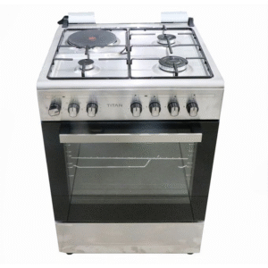 Titan Cooker, 60x60cm, 3 Gas + 1 Electric, Gas Oven & Grill – TN-FC6310BS